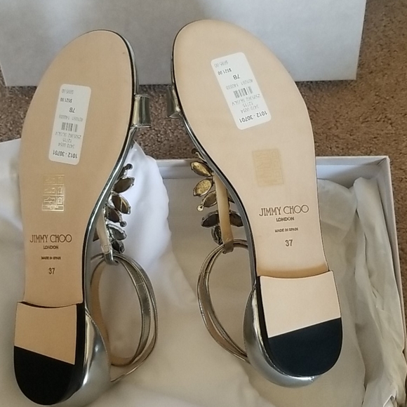 Jimmy Choo averie leather sandals 7b silver - Picture 3 of 4